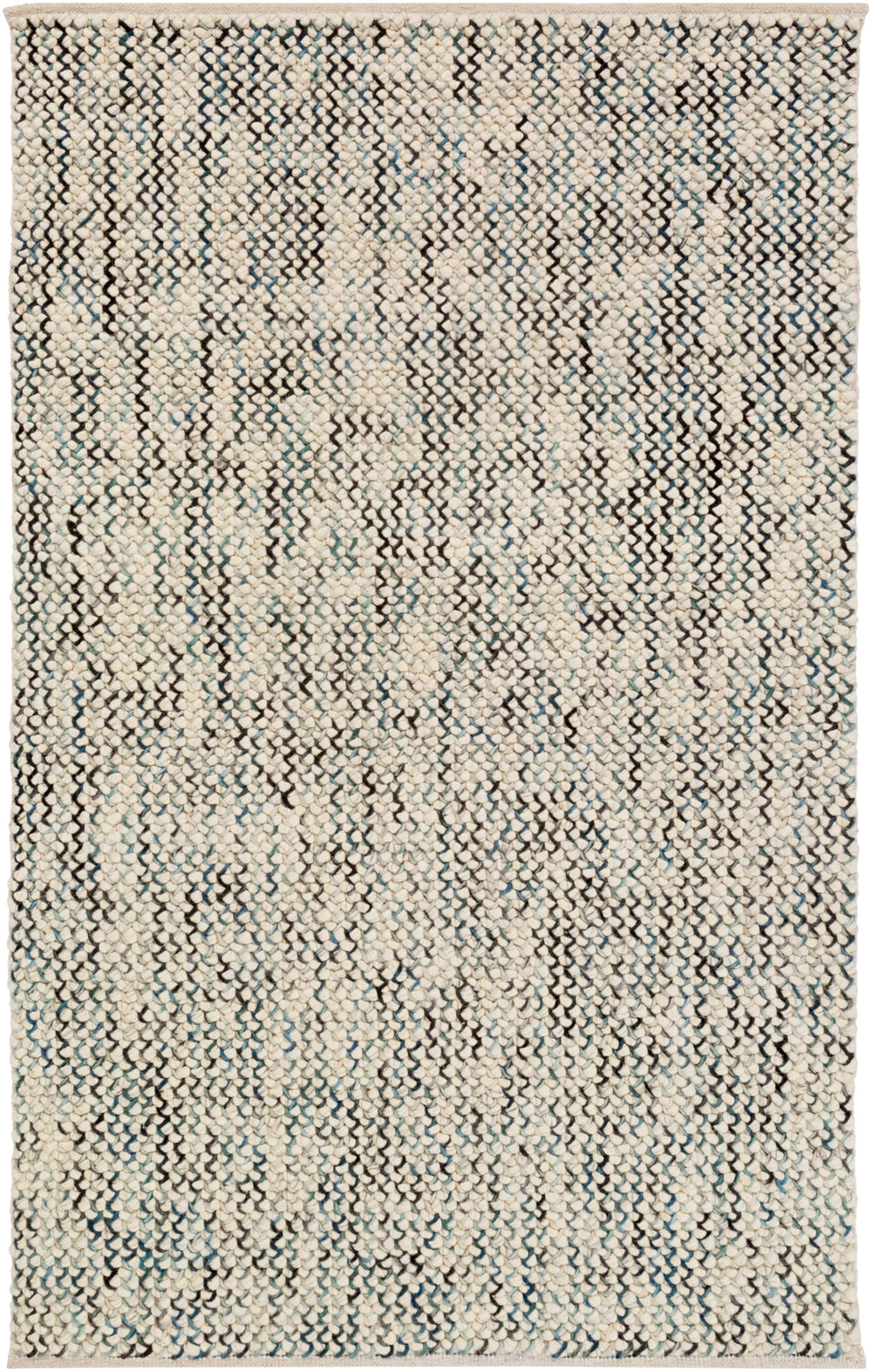 Avera AER-1001 Modern Wool, Viscose Rug AER1001-576 Dark Blue, Black, Pale Blue, Cream 75% Wool, 25% Viscose 5' x 7'6"