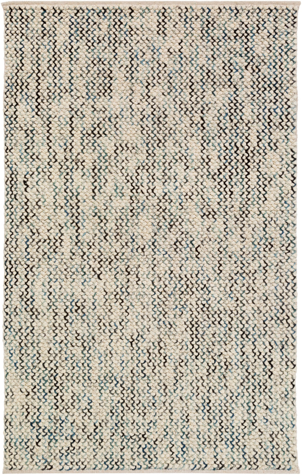 Avera AER-1001 Modern Wool, Viscose Rug AER1001-576 Dark Blue, Black, Pale Blue, Cream 75% Wool, 25% Viscose 5' x 7'6"