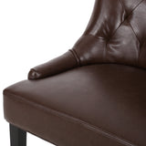 Cheney Contemporary Tufted Dining Chairs, Dark Brown Faux Leather Noble House