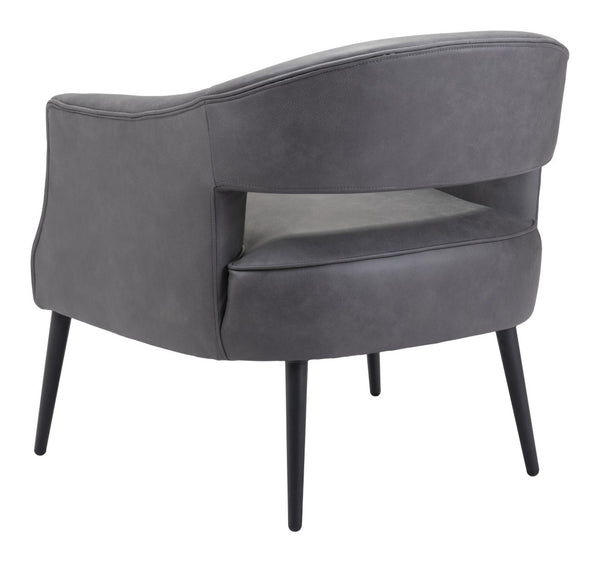 Zuo Modern Berkeley 100% Polyester, Plywood, Steel Modern Commercial Grade Accent Chair Vintage Gray, Black 100% Polyester, Plywood, Steel