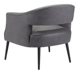 Zuo Modern Berkeley 100% Polyester, Plywood, Steel Modern Commercial Grade Accent Chair Vintage Gray, Black 100% Polyester, Plywood, Steel