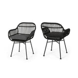 Orlando Outdoor Woven Faux Rattan Chairs with Cushions (Set of 2)