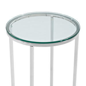Walker Edison Round Side Table - Glass/Chrome in Tempered Safety Glass, Powder Coated Metal AF16ALSTGCR 842158135049