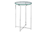 Walker Edison Round Side Table - Glass/Chrome in Tempered Safety Glass, Powder Coated Metal AF16ALSTGCR 842158135049