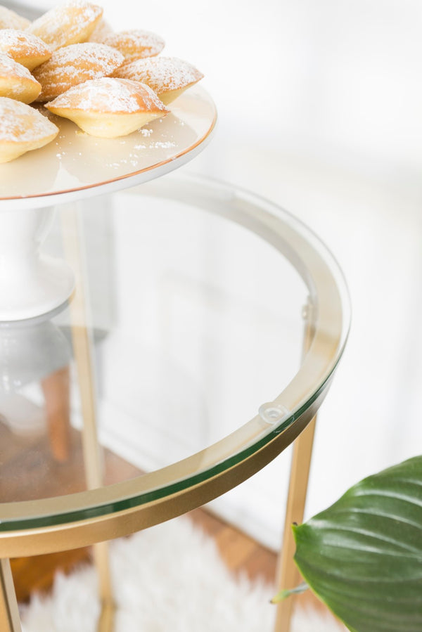 Walker Edison Round Side Table - Glass/Gold in Tempered Safety Glass, Powder Coated Metal AF16ALSTGGD 842158106230