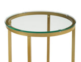 Walker Edison Round Side Table - Glass/Gold in Tempered Safety Glass, Powder Coated Metal AF16ALSTGGD 842158106230