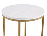 Walker Edison Round Side Table - Marble/Gold in High-Grade MDF, Durable Laminate, Powder Coated Metal AF16ALSTMGD 842158106247