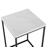 Walker Edison Modern Side Table - White Marble in Laminate, Metal, High Grade MDF AF16LWSTWM 842158138446