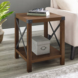 Walker Edison Rustic Wood Side Table Dark Walnut AF18MXSTDW 840035360805