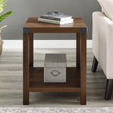 Walker Edison Rustic Wood Side Table Dark Walnut AF18MXSTDW 840035360805