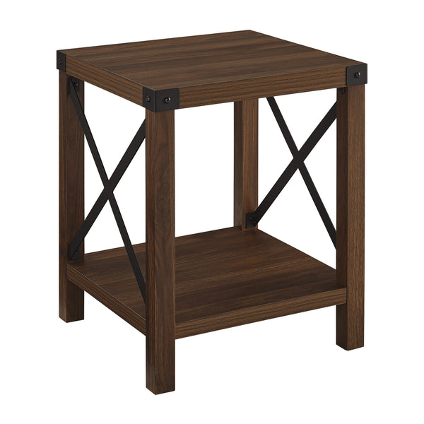 Walker Edison Rustic Wood Side Table Dark Walnut AF18MXSTDW 840035360805