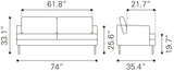 Zuo Modern Decade 100% Polyester, Plywood, Steel Modern Commercial Grade Sofa Brown, Black 100% Polyester, Plywood, Steel