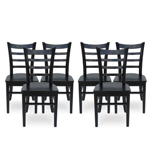 Prestage Farmhouse Wooden Dining Chairs (Set of 6), Matte Black Noble House