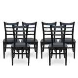 Prestage Farmhouse Wooden Dining Chairs (Set of 6), Matte Black