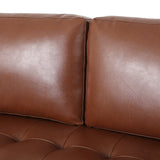 Malinta Contemporary Tufted 3 Seater Sofa, Cognac Brown and Espresso Noble House