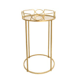 Sagebrook Home Glam Set of 3 -  Gold Accent Tables, Aged Mirror Top FM10173 Gold Metal