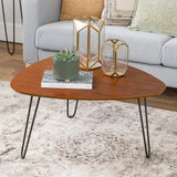 Walker Edison Mid Century Modern Wood Coffee Table - Walnut in High-Grade Painted MDF, Powder Coated Metal AF32HPCTWT 842158105820