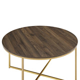 Walker Edison Mid Century Modern Coffee Table - Dark Walnut/Gold in Durable Laminate, Powder Coated Metal AF36ALCTDWG 842158135070