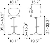 Zuo Modern Salem 100% Polyester, Plywood, Steel Modern Commercial Grade Barstool Yellow, Black 100% Polyester, Plywood, Steel