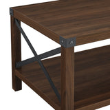 Walker Edison Rustic Wood Coffee Table Dark Walnut AF40MXCTDW 840035361918