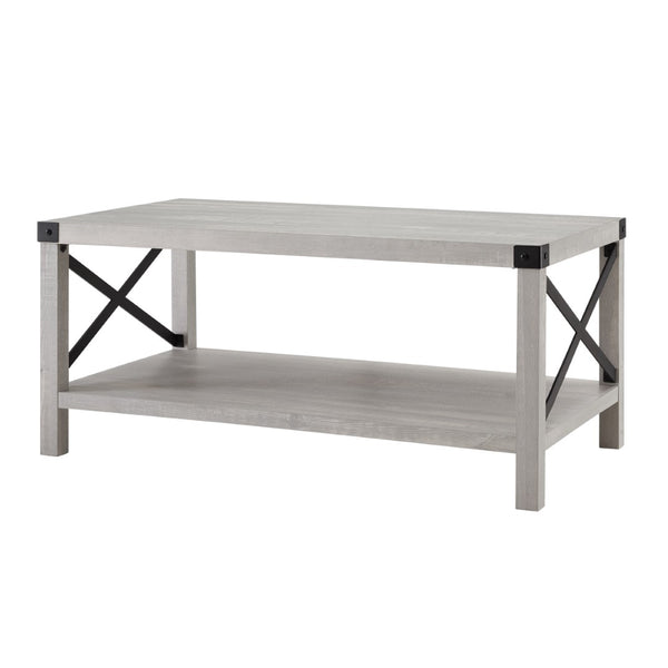 Walker Edison Modern Farmhouse Coffee Table - Stone Grey in High-Grade MDF, Durable Laminate, Metal AF40MXCTST 842158185327