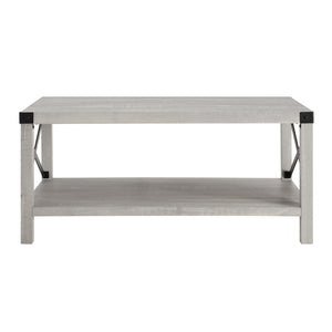 Walker Edison Modern Farmhouse Coffee Table - Stone Grey in High-Grade MDF, Durable Laminate, Metal AF40MXCTST 842158185327