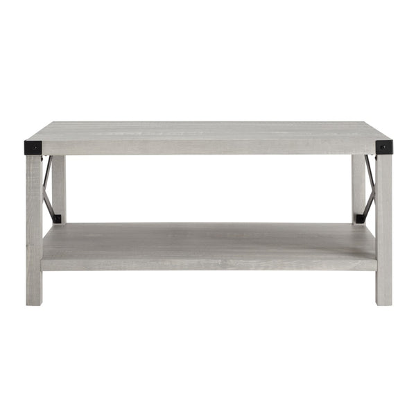Walker Edison Modern Farmhouse Coffee Table - Stone Grey in High-Grade MDF, Durable Laminate, Metal AF40MXCTST 842158185327