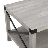 Walker Edison Modern Farmhouse Coffee Table - Stone Grey in High-Grade MDF, Durable Laminate, Metal AF40MXCTST 842158185327