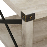 Walker Edison Rustic Wood Coffee Table - White Oak/Bronze in Laminte, Metal Accents AF40MXCTWO 842158137012