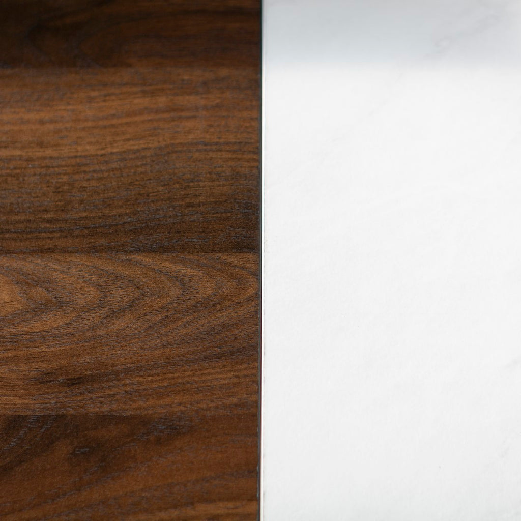 Walker Edison Mid Century Modern Faux Marble Coffee Table - Dark Walnut in High-Grade MDF, Durable Laminate, Painted Metal AF42JMMBDW 842158132437
