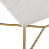 Walker Edison Mid Century Modern Coffee Table - White Faux Marble/Gold in Faux Marble, Powder Coated Metal AF42LUXWMG 842158129185