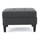 Zahra Contemporary Tufted Fabric Storage Ottoman, Dark Gray and Dark Brown Noble House