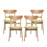 Noble House Idalia Mid-Century Modern Dining Chairs (Set of 4), Green Tea and Natural Oak