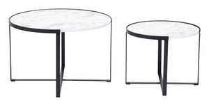 Zuo Modern Brioche MDF, Steel Modern Commercial Grade Coffee Table Set White, Black MDF, Steel
