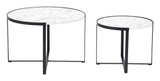 English Elm EE2851 MDF, Steel Modern Commercial Grade Coffee Table Set White, Black MDF, Steel