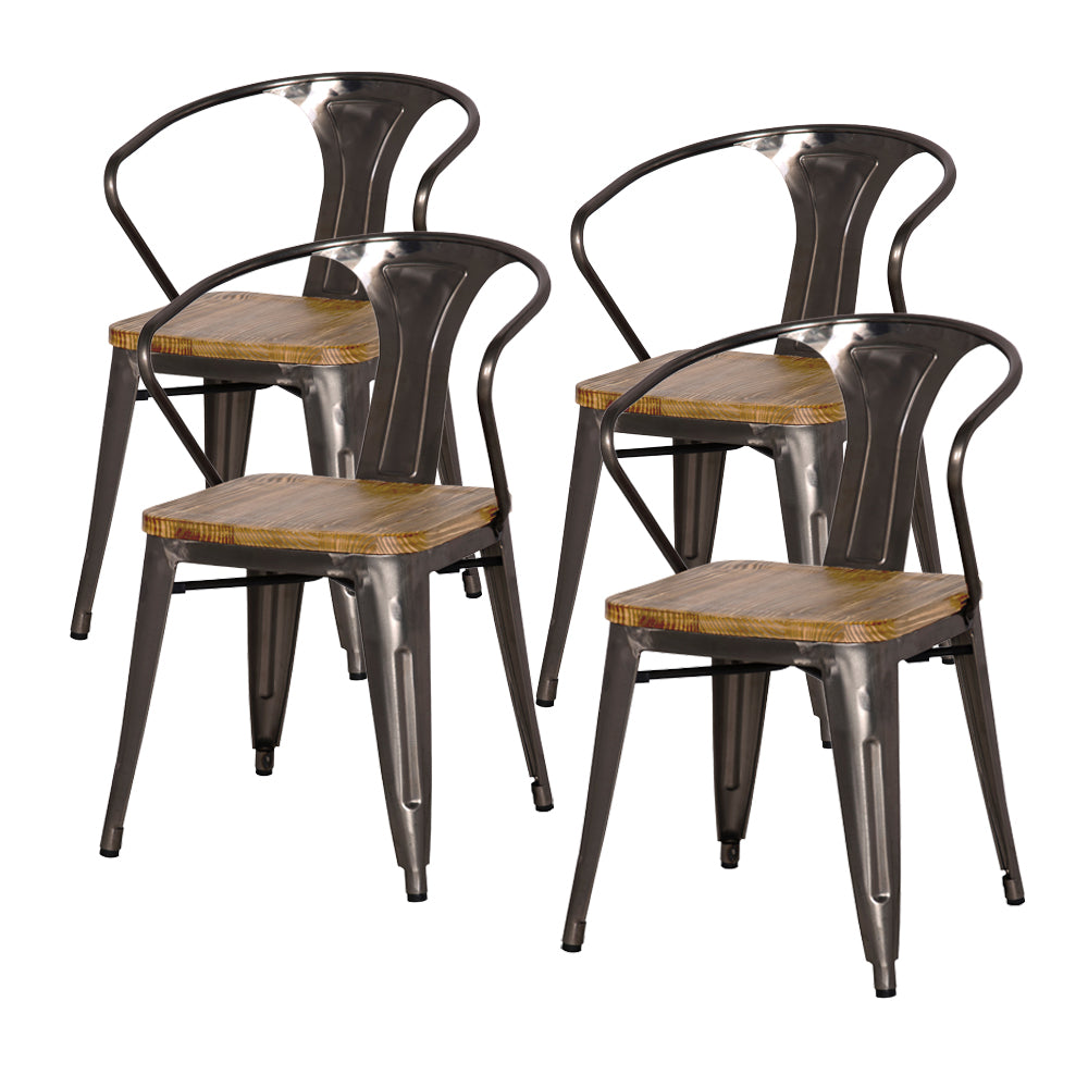Metropolis Metal Arm Chair - Set of 4 Gunmetal