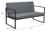 Zuo Modern Claremont 100% Polyurethane, Plywood, Steel Modern Commercial Grade Sofa Gray, Black 100% Polyurethane, Plywood, Steel