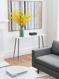 English Elm EE2746 MDF, Steel Modern Commercial Grade Console Table White, Black MDF, Steel