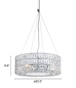 Zuo Modern Jena Steel, Glass Modern Commercial Grade Ceiling Lamp Chrome, Clear Steel, Glass