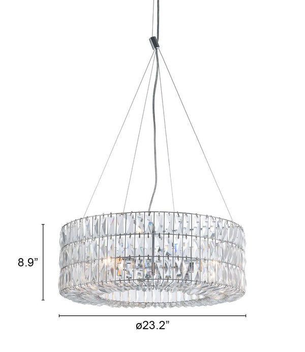 Zuo Modern Jena Steel, Glass Modern Commercial Grade Ceiling Lamp Chrome, Clear Steel, Glass