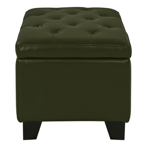 Julian Stylish Rectangular Bonded Leather Storage Ottoman with Biscuit Tufting for Home Organization