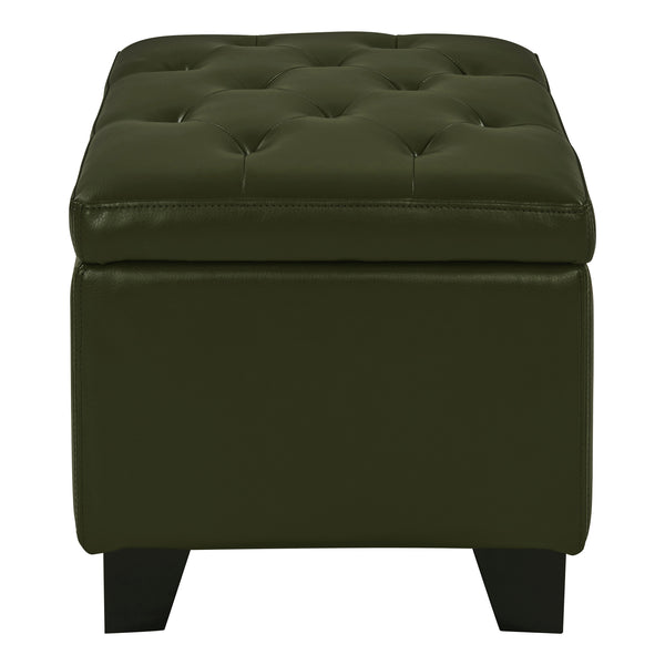 Julian Stylish Rectangular Bonded Leather Storage Ottoman with Biscuit Tufting for Home Organization