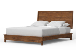 Nova Queen Platform Bed in Honey Maple - Elegant Mahogany Design with 12 Support Slats, No Box Spring Needed