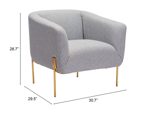Zuo Modern Micaela 100% Polyester, Plywood, Steel Modern Commercial Grade Arm Chair Gray, Gold 100% Polyester, Plywood, Steel