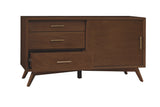 Alpine Furniture Flynn Small TV Console, Walnut 966WAL-15 Walnut Mahogany Solids & Okoume Veneer 50 x 20 x 27