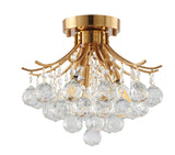 Bethel Stain Brass Semi Flush Mount in Metal & Crystal