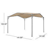 Poppy Outdoor 11.5' x 11.5' Modern Gazebo Canopy, Beige and Silver Noble House