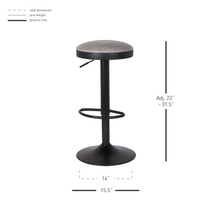 Juno Leatherette Adjustable Gaslift Swivel Bar Stool Set - Modern Industrial Style Comfort