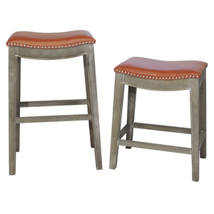 Elmo Bonded Leather Counter Stool Pumpkin, Red, Mystique Gray Legs 198625B-8141KD New Pacific Direct