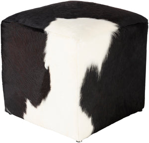 Angus AGPF-003 Rustic Hair On Hide, Wood, Felt Pouf AGPF003-161617 Black, Cream 100% Hair On Hide, Wood, 100% Felt 17"H x 16"W x 16"D